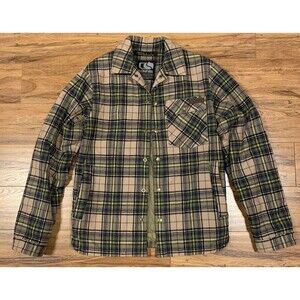 PENDLETON Bonfire 100% Wool Jacket Shirt Snap Sz S Lined Green Tan Small Ranger